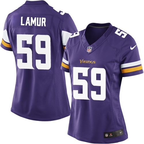 Women's Elite Emmanuel Lamur Nike Jersey Purple Home - #59 NFL Minnesota Vikings